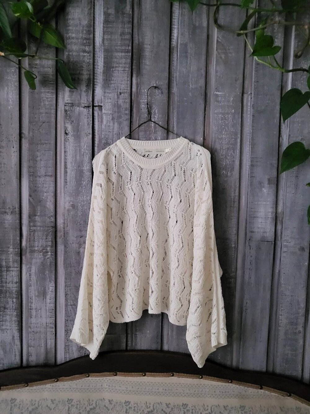 NWOT InWear Copenhagen Cream Pointelle Knit Pullover Sweater Cotton OrzalaIW M